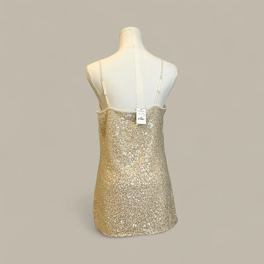 Express Gold Sequin Camisole Top, Size L, by Express